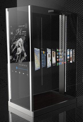 حجرة Smart Media Shower لتشغيل الأشرطة المصوّرة والموسيقى وإجراء الاتصالات